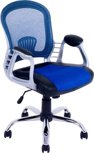 CorLiving - Workspace 5-Pointed Star Leatherette and Mesh Office Chair - Black/Blue