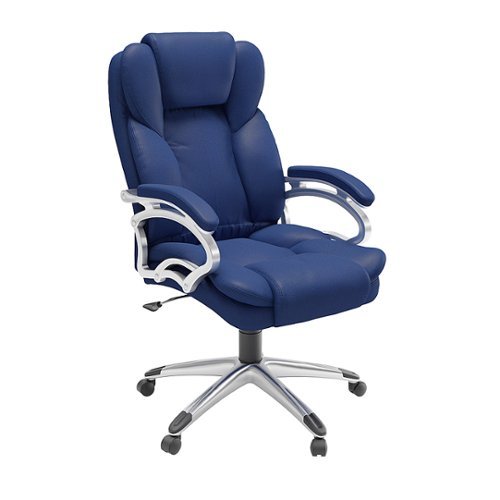 CorLiving - 5-Pointed Star Leatherette Executive Chair - Cobalt Blue