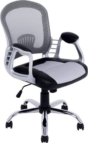 CorLiving - Workspace 5-Pointed Star Leatherette and Mesh Office Chair - Gray/Black