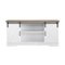 Walker Edison - 58" Modern Farmhouse Sliding Door TV Stand for Most TVs up to 65" - Bright White Brown-Front_Standard 