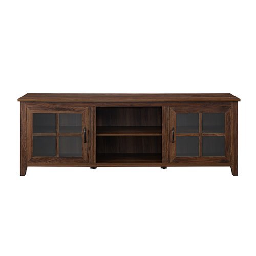 Walker Edison - Farmhouse Glass Door TV Stand Console for Most TVs Up to 78" - Dark Walnut