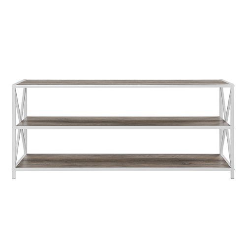 Walker Edison - Industrial Metal and Wood 3-Shelf Bookcase - Gray Wash/White Metal