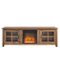 Walker Edison - 70" Traditional Glass Door Cabinet Fireplace TV Stand for Most TVs up to 80" - Rustic Oak-Front_Standard