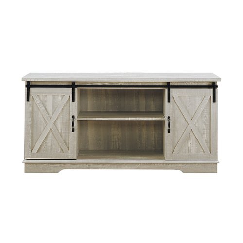 Walker Edison - Industrial Farmhouse Sliding Door TV Stand for Most TVs up to 65" - Stone Gray