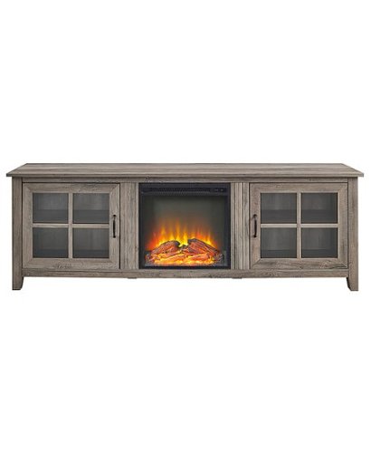 Walker Edison - Traditional Glass Door Cabinet Fireplace TV Stand for Most TVs up to 85" - Grey Wash