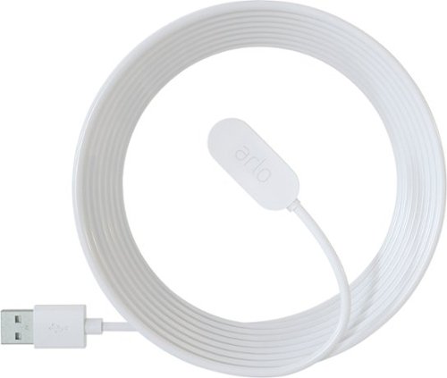 Arlo - 8' Indoor Magnetic Charging Cable for Pro 5S 2K, Pro 4, Pro 3, Ultra 2, Ultra, Go 2 and Floodlight Cameras - White