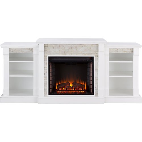 SEI Furniture - Gallatin Electric Fireplace - White With White Faux Stone