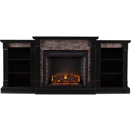 

SEI - Gallatin Electric Fireplace - Satin Black With Black River Faux Stone