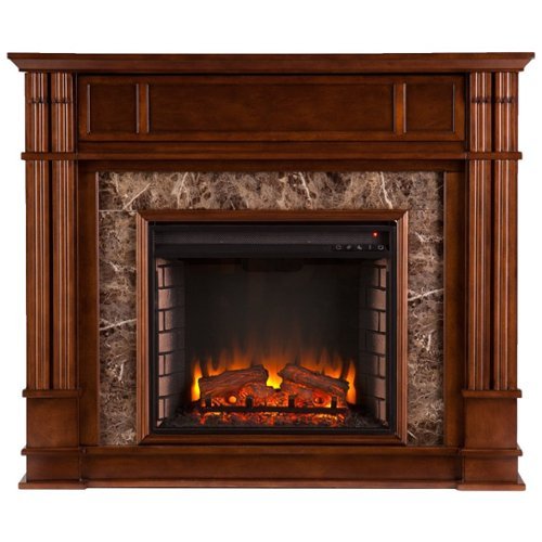SEI - Highgate Electric Fireplace - Whiskey Maple With Chocolate Brown Faux Granite