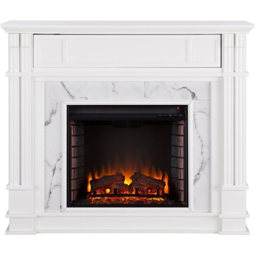 

SEI Furniture - Highgate Electric Fireplace - White With Gray Veined White Faux Marble