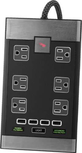 Rocketfish™ - Premium 6-Outlet/4-USB Surge Protector - Black