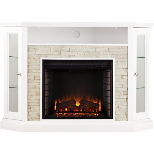

SEI - Redden Electric Fireplace - Fresh White With White Faux Stone