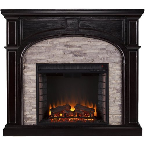 SEI - Tanaya Electric Fireplace - Ebony With Shades Of Gray Faux Stone-Front_Standard 