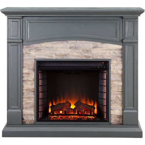 

SEI Furniture - Seneca Electric Fireplace - Cool Slate Gray With Weathered Stacked Stone