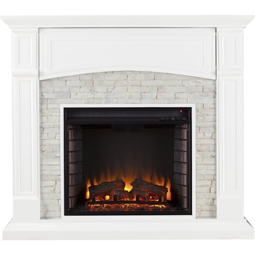 

SEI - Seneca Electric Fireplace - Crisp White With Rustic White Faux Stone