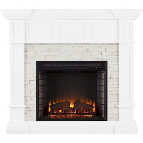 

SEI - Merrimack Electric Fireplace - Fresh White With Rustic White Faux Stone