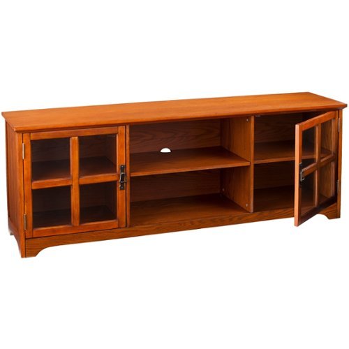 SEI Furniture - TV Cabinet for Most TVs Up to 63" - Mission Oak With Antique Bronze-Front_Standard 