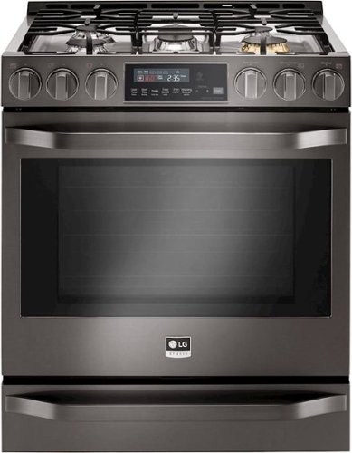 LG - STUDIO 6.3 Cu. Ft. Self-Cleaning Slide-In Gas Range with ProBake Convection - Black Stainless Steel-Front_Standard 