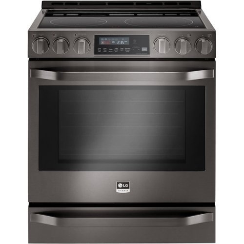 LG - STUDIO 6.3 Cu. Ft. Self-Cleaning Slide-In Electric Range with ProBake Convection - Black Stainless Steel-Front_Standard 