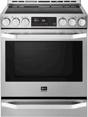 LG - STUDIO 6.3 Cu. Ft. Smart Slide-In Electric True Convection Range with EasyClean and 3200W Power Burner - Stainless Steel-Front_Standard 
