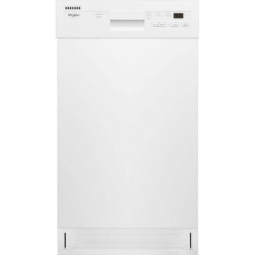 Whirlpool - 18" Front Control Built-In Dishwasher with Stainless Steel Tub - White-Front_Standard 