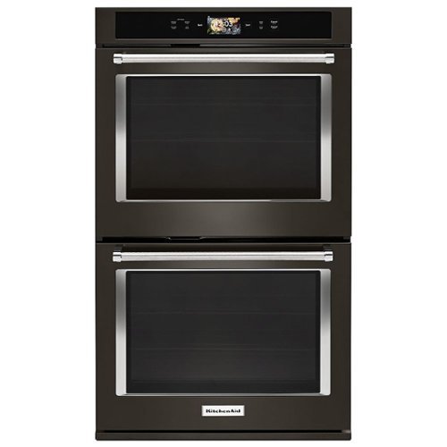 KitchenAid - Smart Oven+ 30" Built-In Double Electric Convection Wall Oven - Black stainless steel