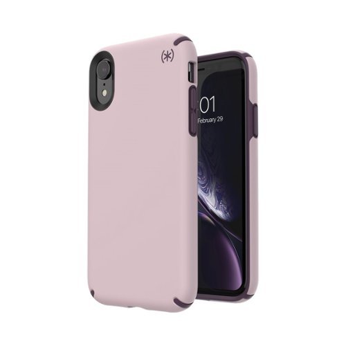 Speck - Presidio Pro Case for Apple® iPhone® XR - Vintage Purple/Meadow Pink-Angle_Standard 