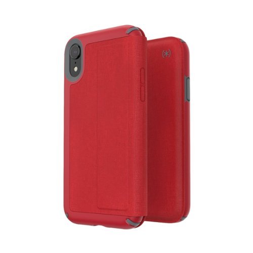 Speck Presidio Folio Case for Apple iPhone XR - Graphite Gray/Heartrate Red WORLDWIDE DELIVERY