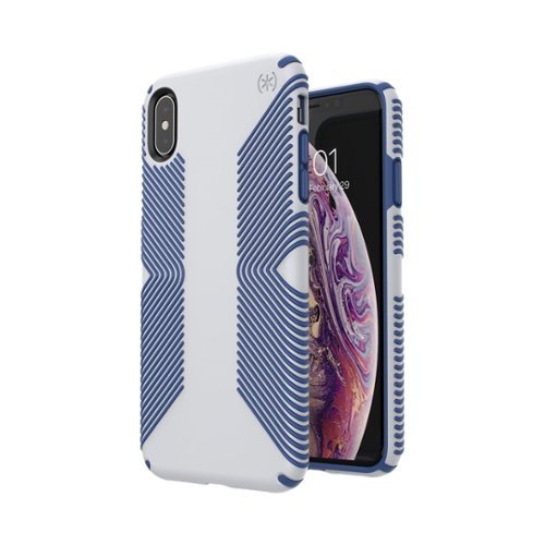 Speck - Presidio Grip Case for Apple® iPhone® XS Max - Ballpoint Blue/Microchip Gray-Angle_Standard 