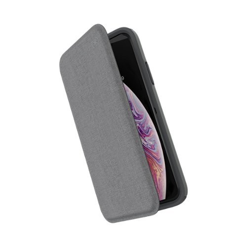 Speck - Presidio Folio Case for Apple® iPhone® X and XS - Vintage Purple/Heathered Chelsea Gray/Chelsea Gray-Angle_Standard 