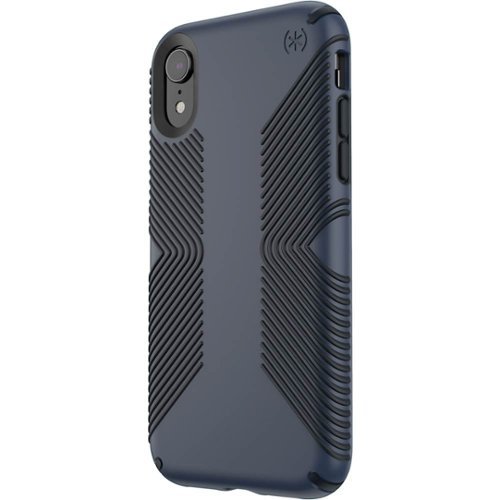 Speck - Presidio Grip Case for Apple® iPhone® XR - Carbon Black/Eclipse Blue-Front_Standard 