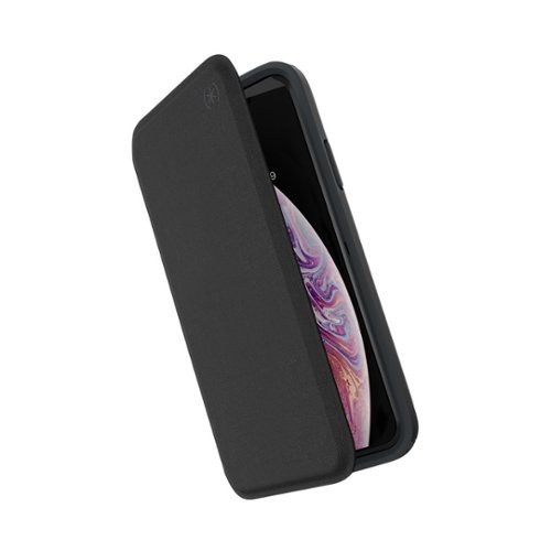 Speck - Presidio Folio Case for Apple® iPhone® X and XS - Black/Slate Gray/Heathered Black