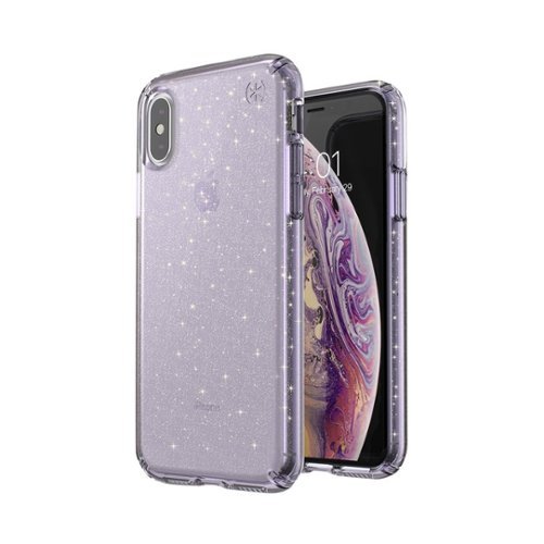 Speck - Presidio Clear + Glitter Case for Apple® iPhone® X and XS - Geode Purple With Gold Glitter-Angle_Standard 