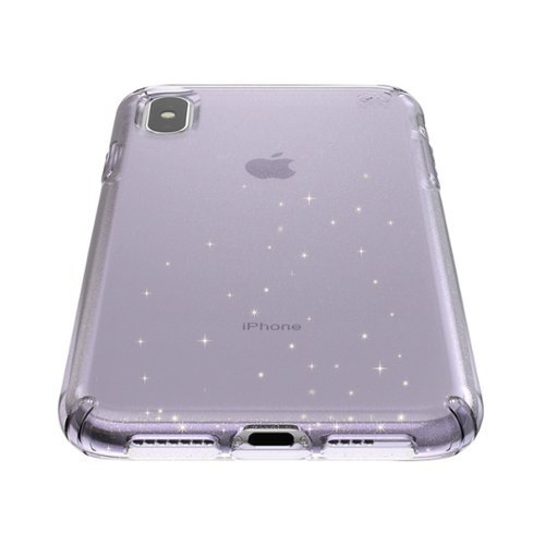 Speck Presidio Clear + Glitter Case for Apple iPhone XS Max - Gold Glitter/Geode Purple GLOBAL SHIPPING