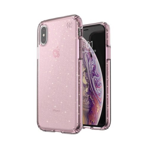 Speck - Presidio Clear + Glitter Case for Apple® iPhone® X and XS - Bella Pink/Gold Glitter
