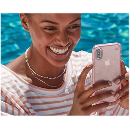 Speck Presidio Clear + Glitter Case for Apple iPhone X and XS - Bella Pink/Gold Glitter GLOBAL SHIPPING