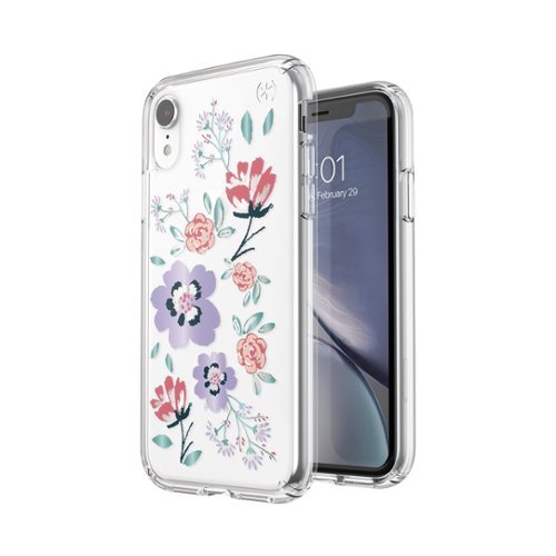  Speck - Presidio Clear + Print Case for Apple iPhone XR - Clear/Canopy Floral Lavender