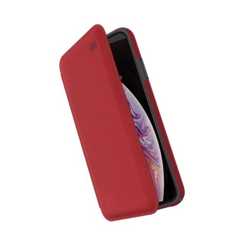 Speck - Presidio Folio Case for Apple® iPhone® XS Max - Graphite Gray/Heartrate Red-Angle_Standard 