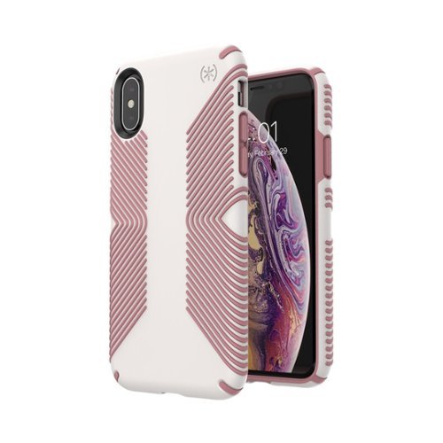 Speck - Presidio Grip Case for Apple® iPhone® X and XS - Veil White/Lipliner Pink-Angle_Standard 