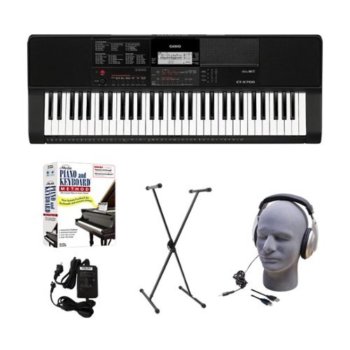 Casio - Full-Size Keyboard with 61 Velocity-Sensitive Keys - Black-Front_Standard 