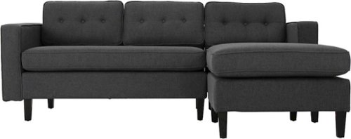  Noble House - Selmer L-Shaped Fabric 2-Piece Sectional Sofa - Dark Gray