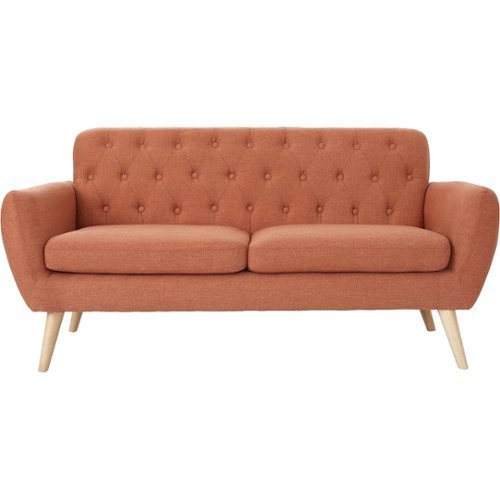Noble House - Menominee 2-Seat Fabric Sofa - Orange-Front_Standard 