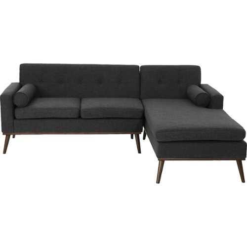  Noble House - Stockley Fabric 2-Piece Chaise Sectional - Muted Dark Gray