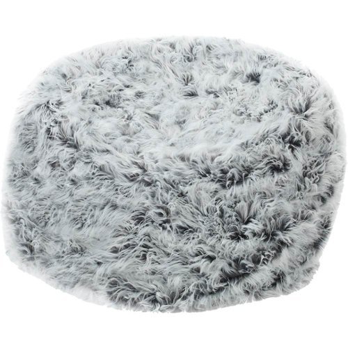 Noble House - Cullman Furry Bean Bag - Silver Gray-Front_Standard 