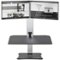 Victor - Electric Dual Monitor Height Adjustable Standing Desk Riser Workstation - Black, Aluminum-Front_Standard