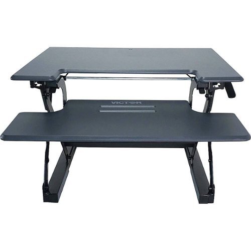 Victor - High Rise Height Adjustable Standing Desk with Keyboard Tray - Charcoal Gray And Black