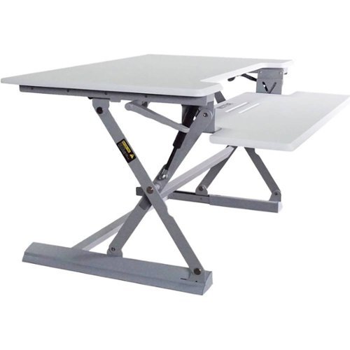 Victor - Adjustable Standing Desk with Keyboard Tray - White And Light Gray