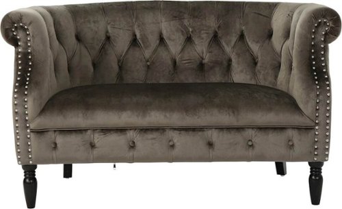 Noble House - Victoria New Velvet Loveseat - Gray-Front_Standard 
