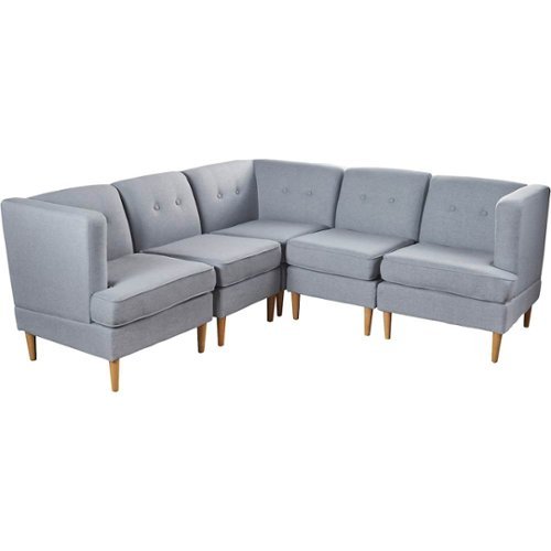 Noble House - Andover Fabric 5-Piece Sectional Sofa - Light Gray-Front_Standard 