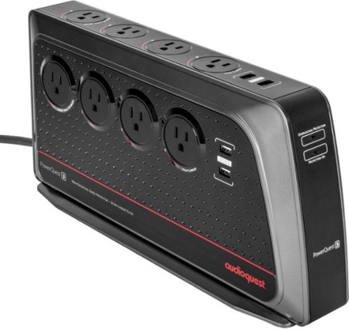 AudioQuest - PowerQuest 8-Outlet/4-USB Surge Protector - Negro/Plata